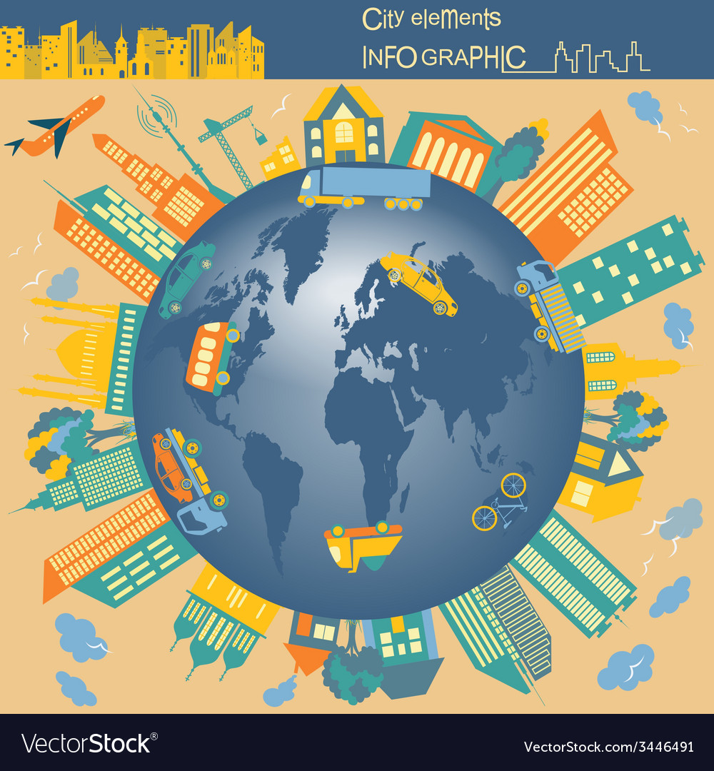 Set of modern city elements for creating your own
