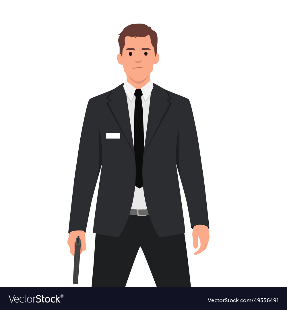 Special Agent Holding Gun Royalty Free Vector Image