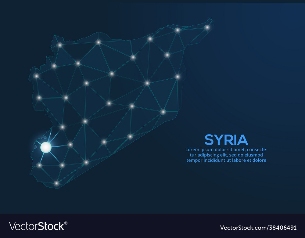 Syria communication network map low poly image