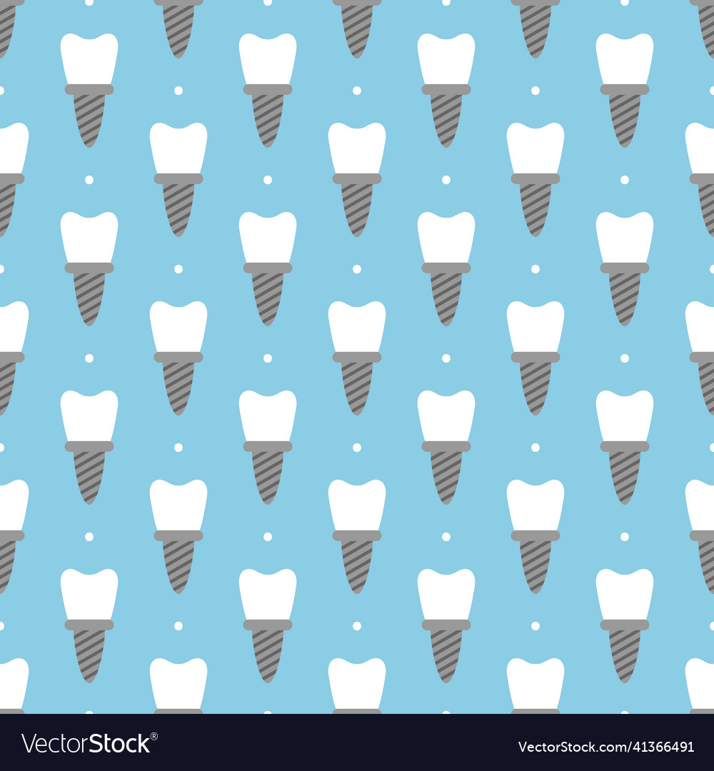 Tooth implants and dots seamless pattern