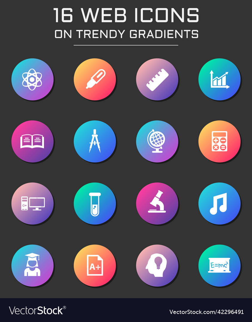 University web icons on colorful buttons vector image University web icons on colorful buttons