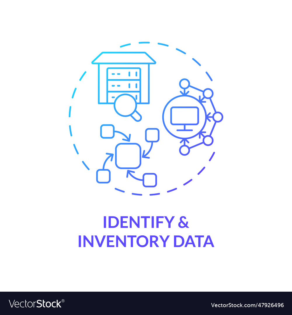 2d identify and inventory data concept linear icon