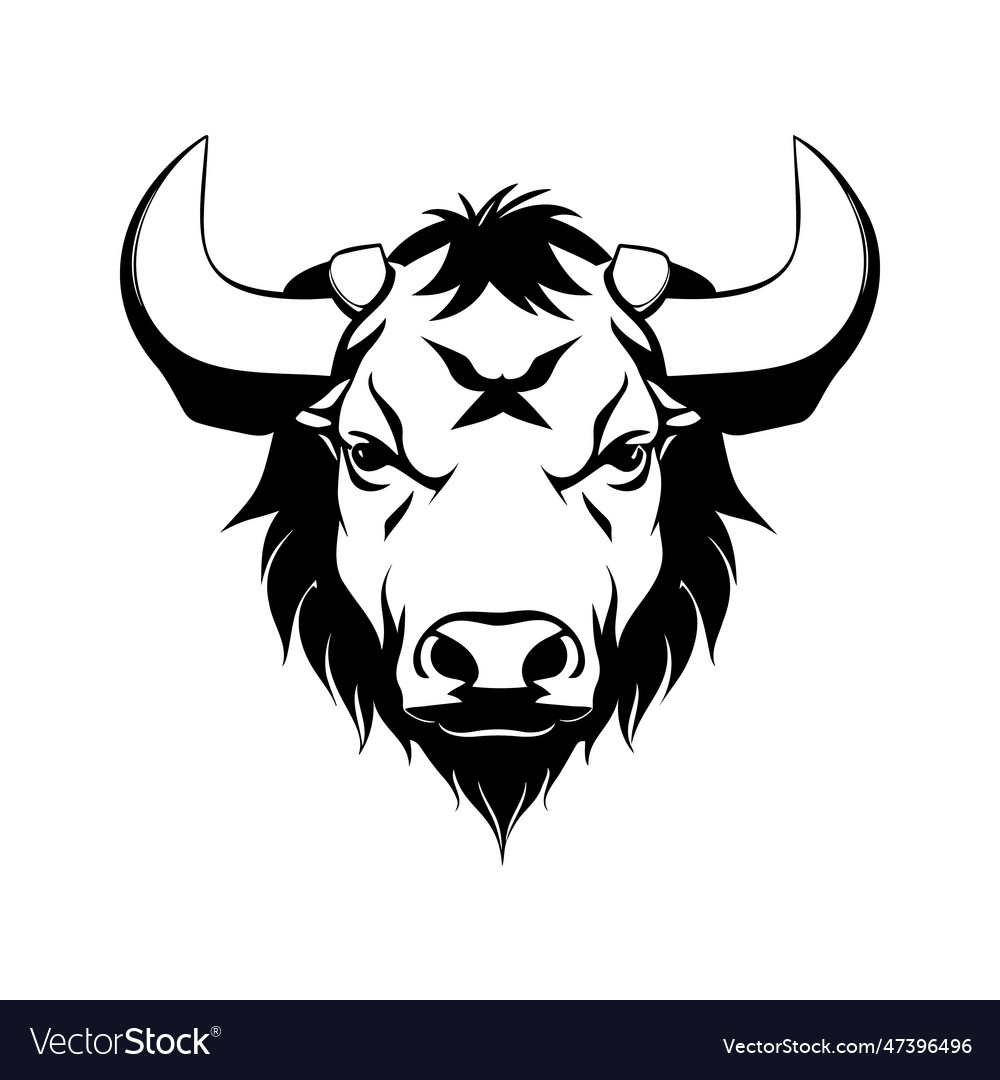 Bull head black and white icon Royalty Free Vector Image