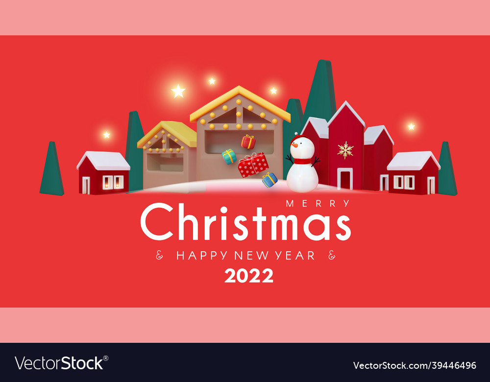 Christmas Town 2022 Christmas Town Merry And Happy New Year Royalty Free Vector