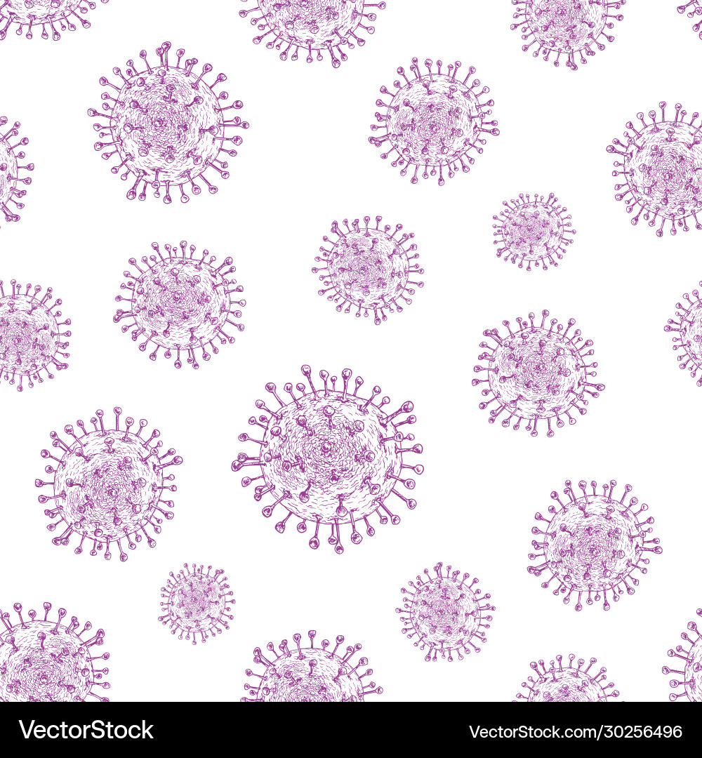 Coronavirus bacteria seamless pattern hand Vector Image