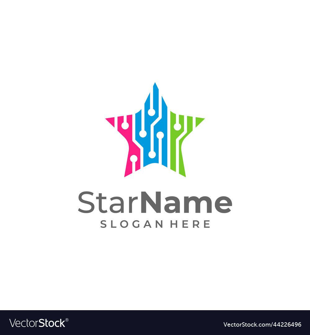 Digital star icon logo design element tech