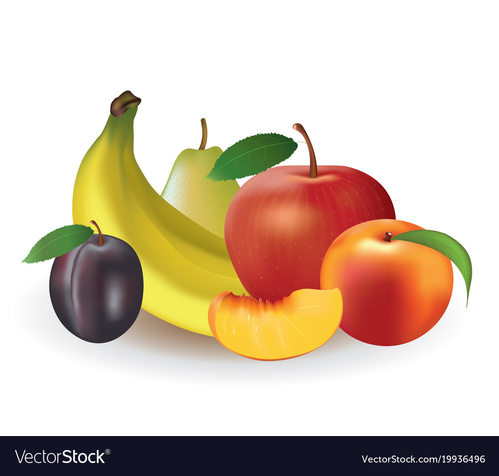 Fruits on white background