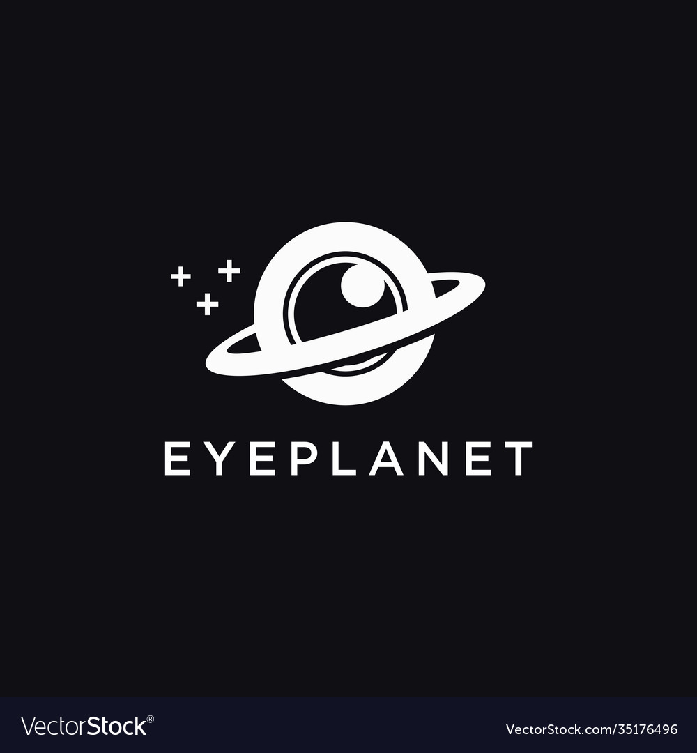 Fun eye and ring planet logo icon Royalty Free Vector Image