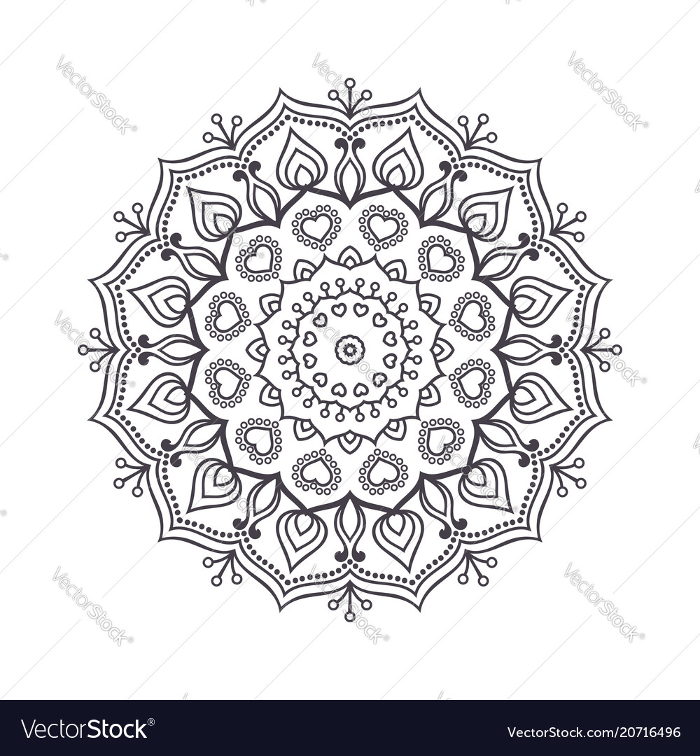 Hand drawn flower mandala for coloring book