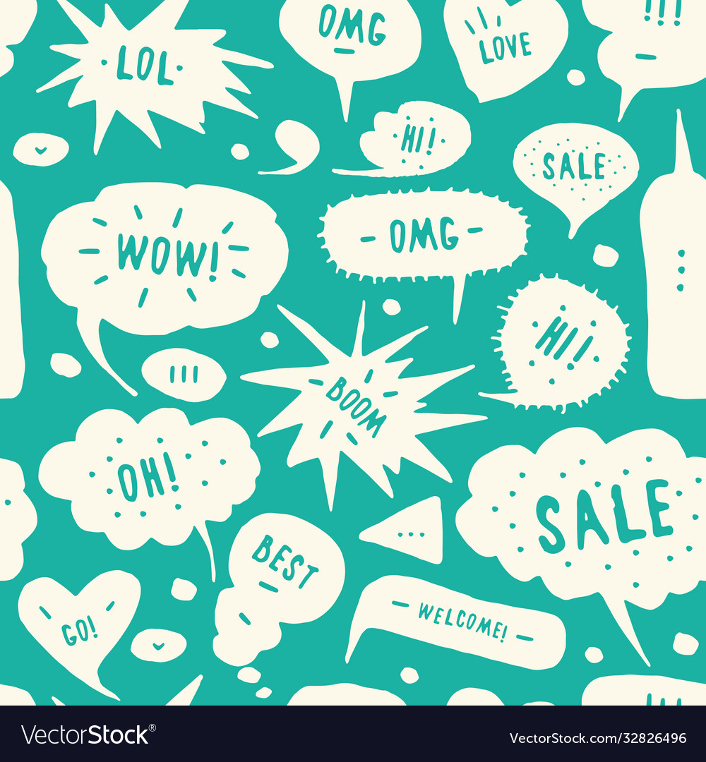 Hand-drawn speech bubble seamless pattern Vector Image