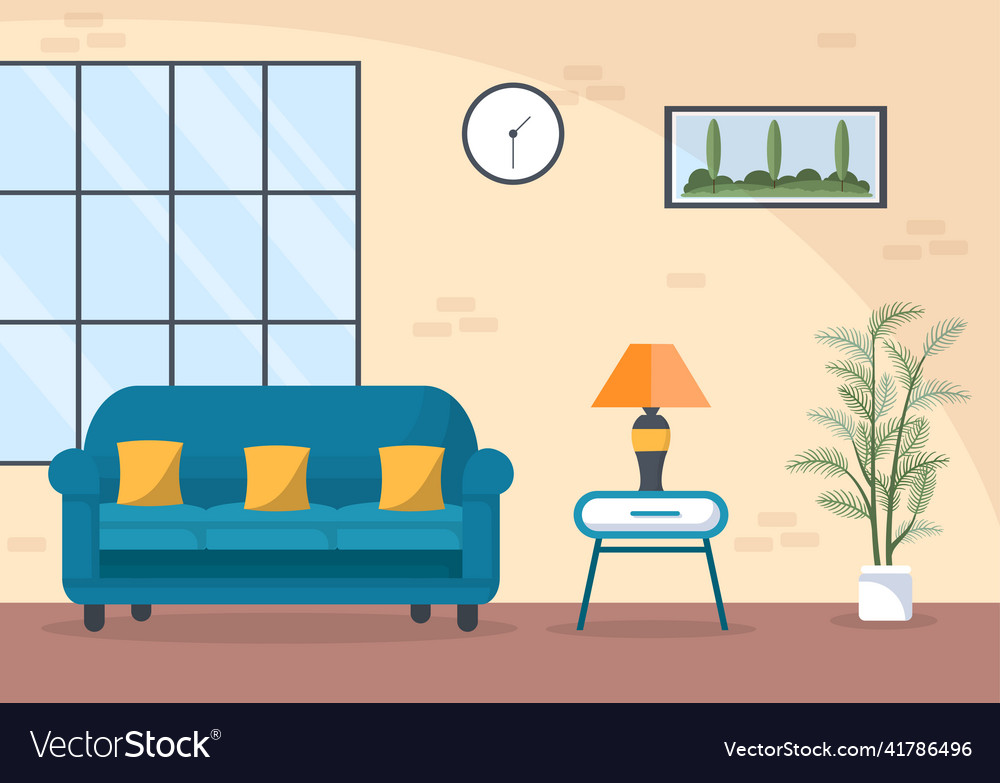 Home furniture flat design for the living room Vector Image