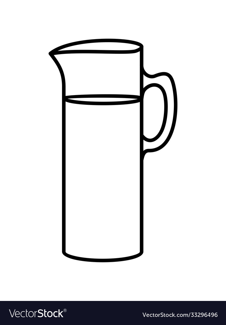 Linear drawing a transparent beverage jug