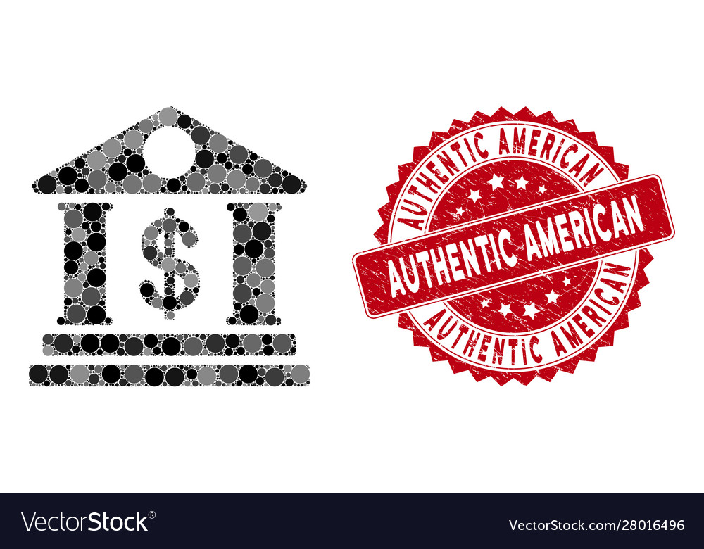 Mosaic American Bank Building With Textured Vector Image