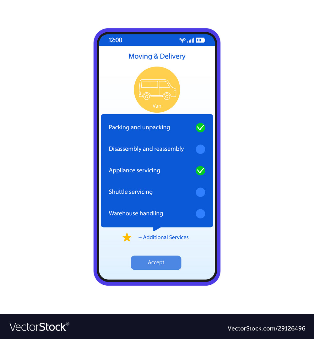 Moving and delivery help smartphone interface