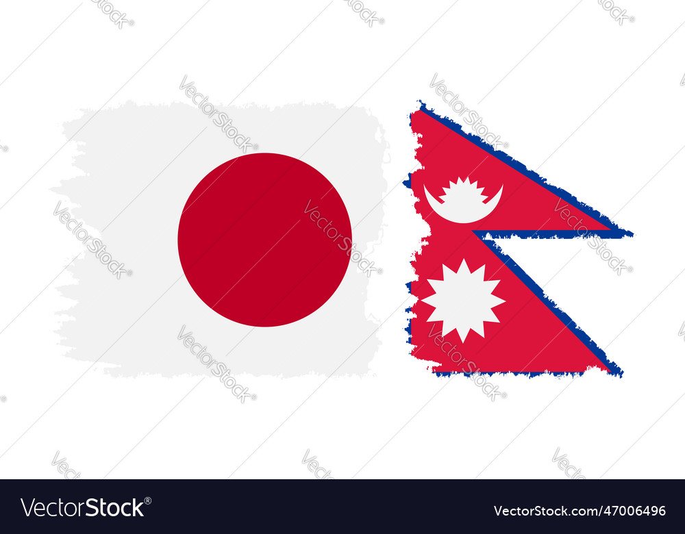 Nepal and japan grunge flags connection Royalty Free Vector