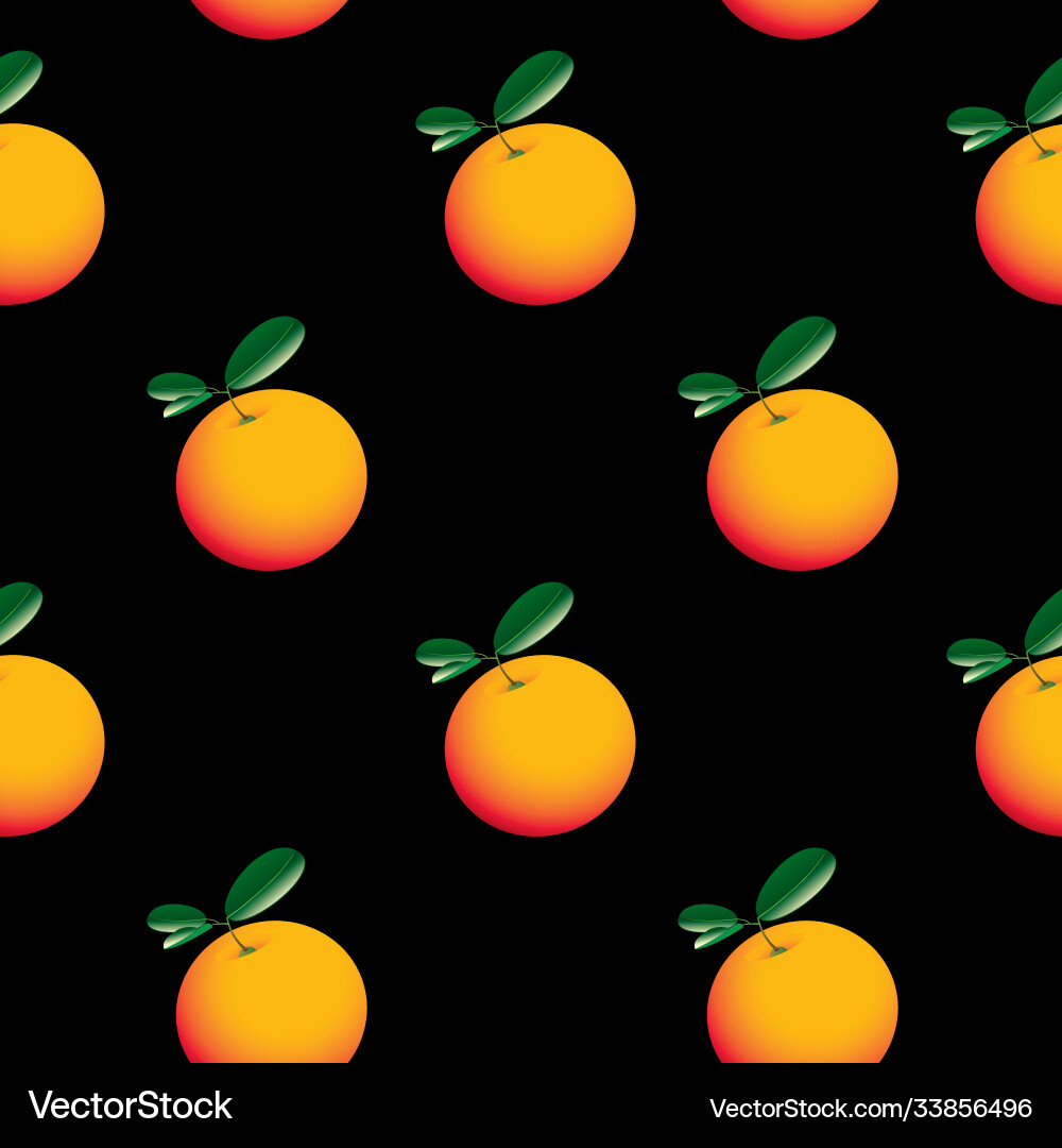 Seamless pattern with oranges and green leaves Vector Image