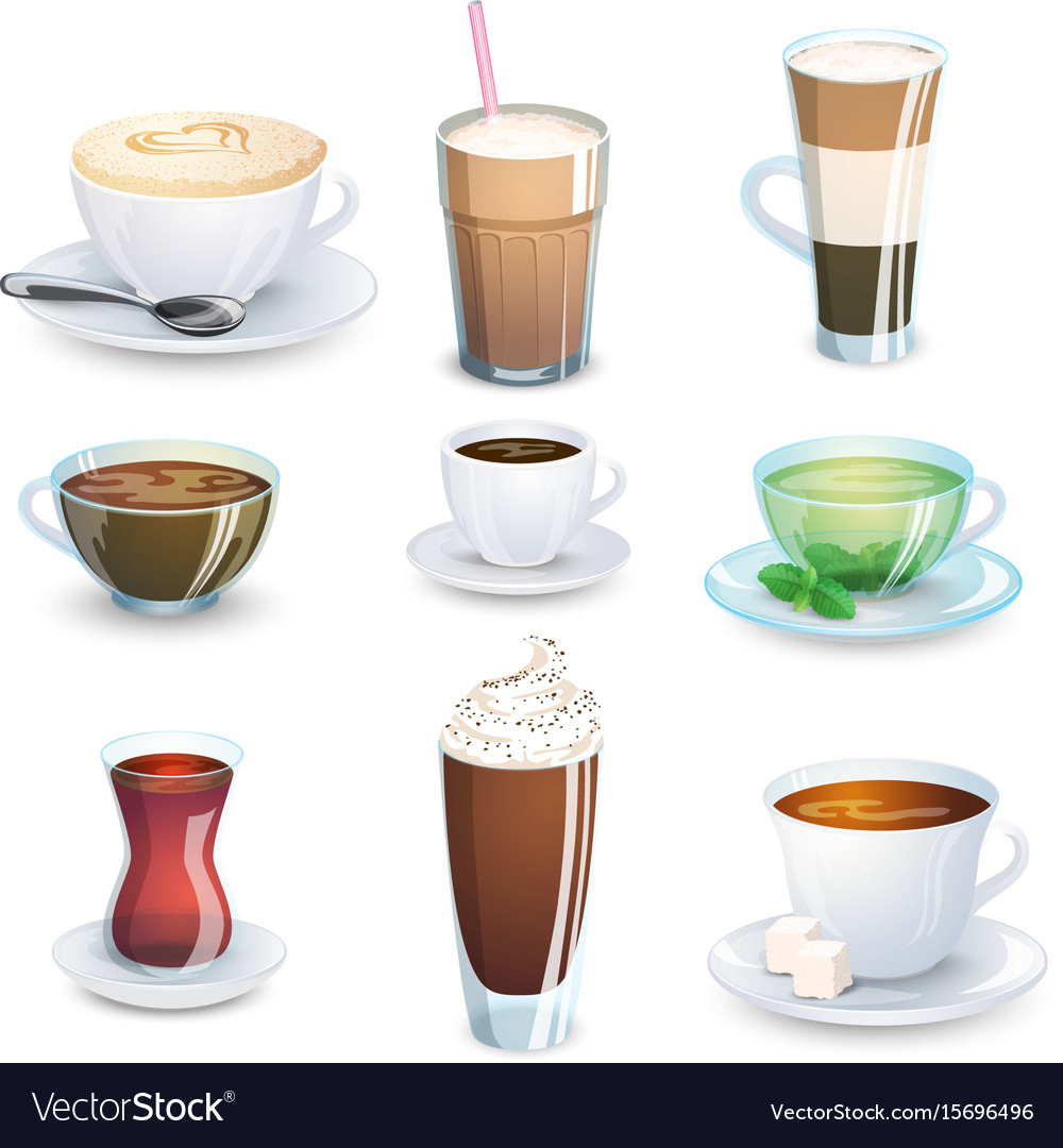 Set of non-alcoholic beverages Royalty Free Vector Image