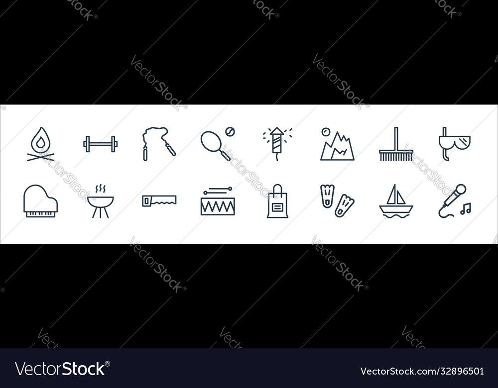 Activities line icons linear set quality
