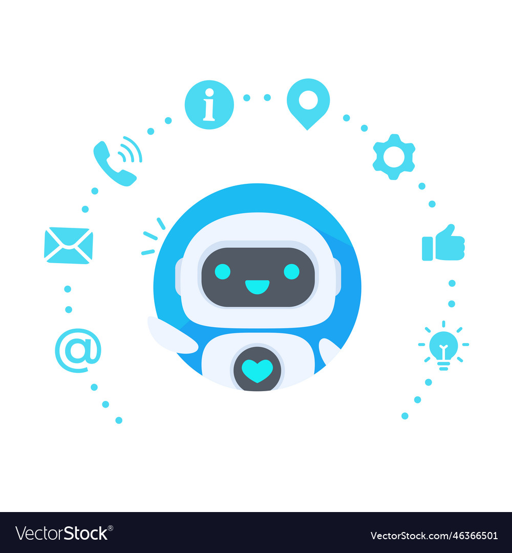 Auto reply system with intelligent robots provide vector image Auto reply system with intelligent robots provide