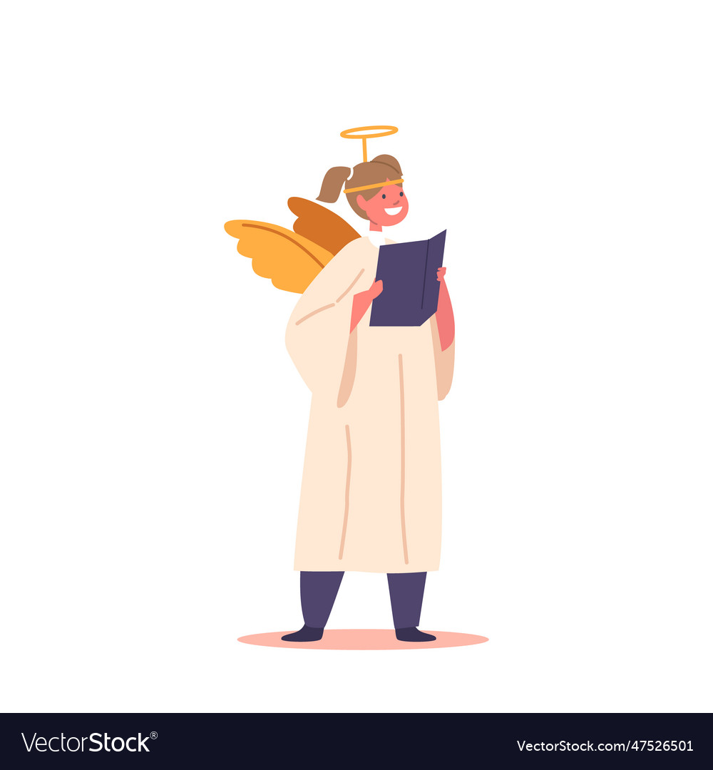 Child dressed in an angel costume sing choir Vector Image Child dressed in an angel costume sing choir Vector Image