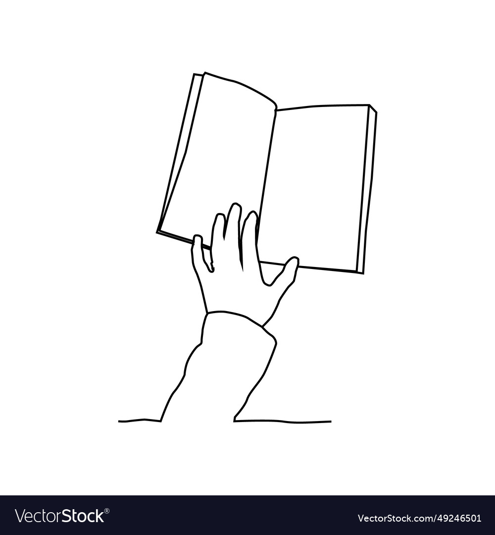 Continuos line drawing hand open a book design Vector Image