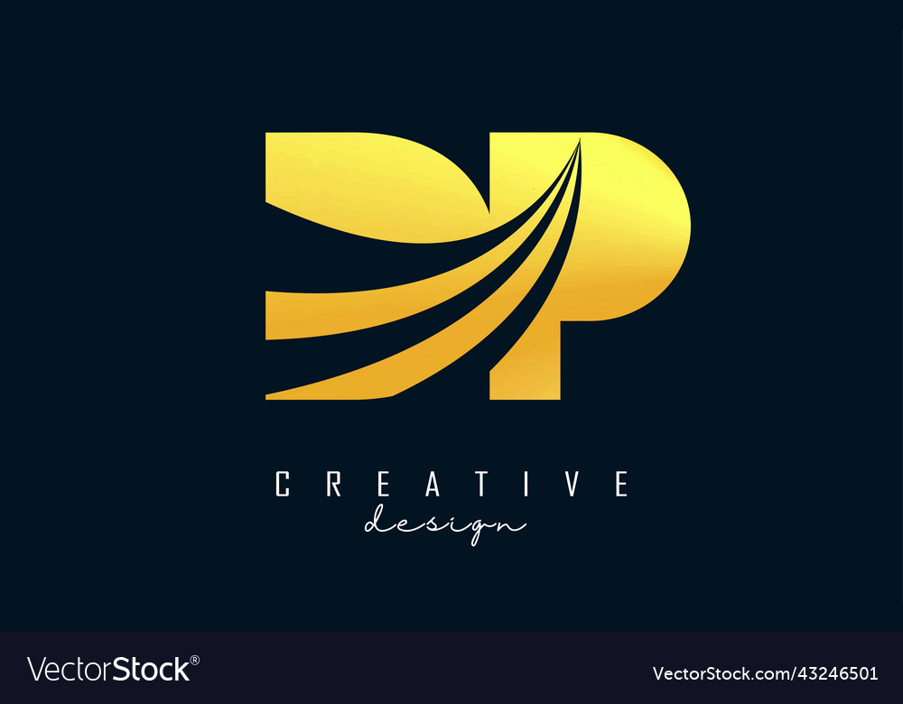 Creative golden letters dp d p logo with leading Vector Image