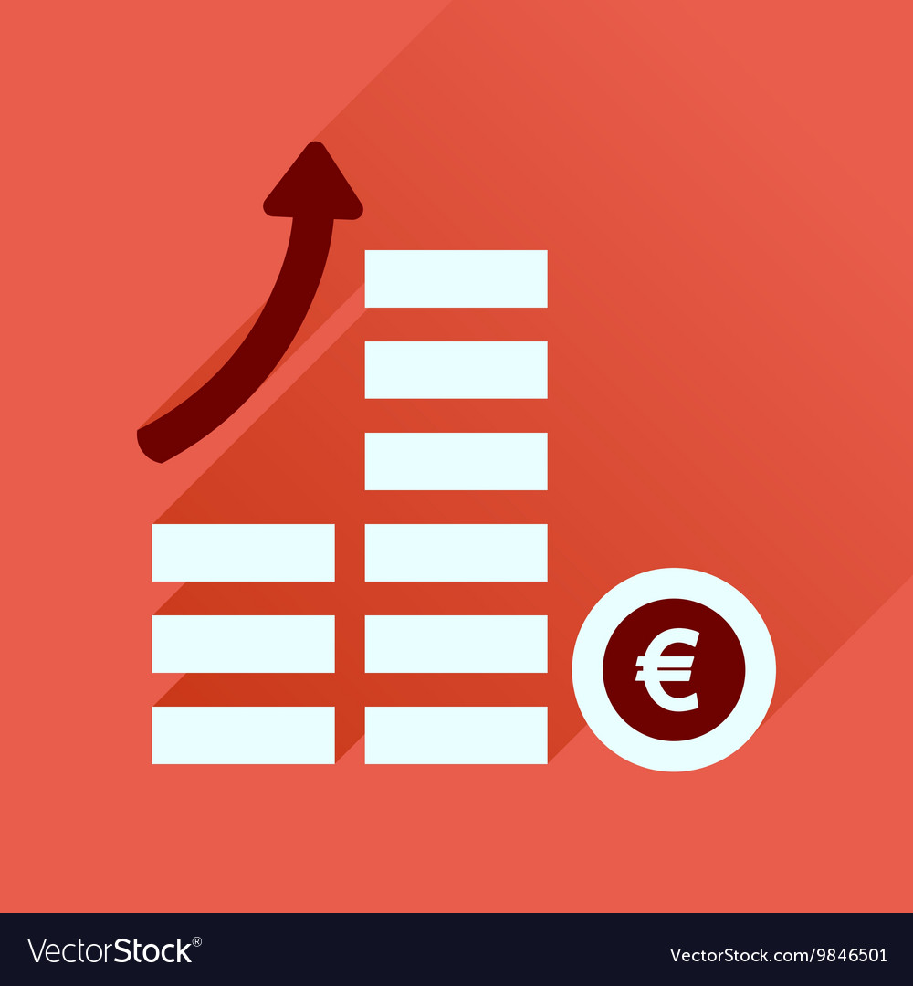 Flat icon with long shadow coins graph