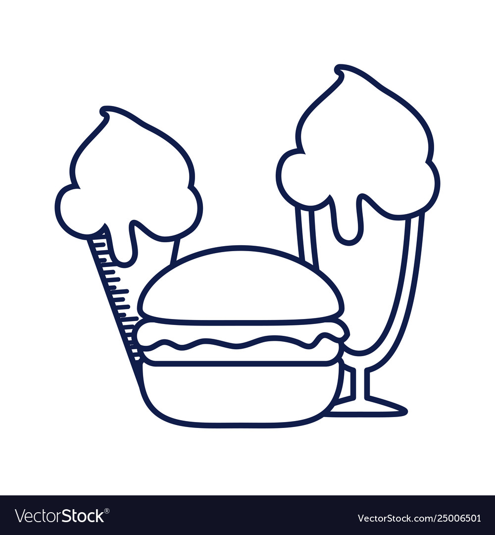 Hamburger with ice creams isolated icon