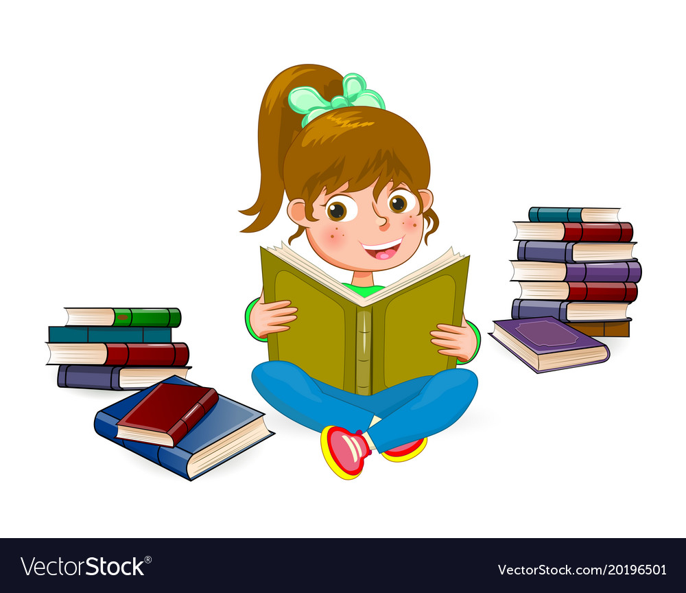 Happy girl reading book 1