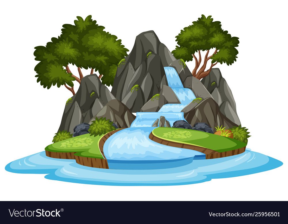 Isolated waterfal on white background Royalty Free Vector