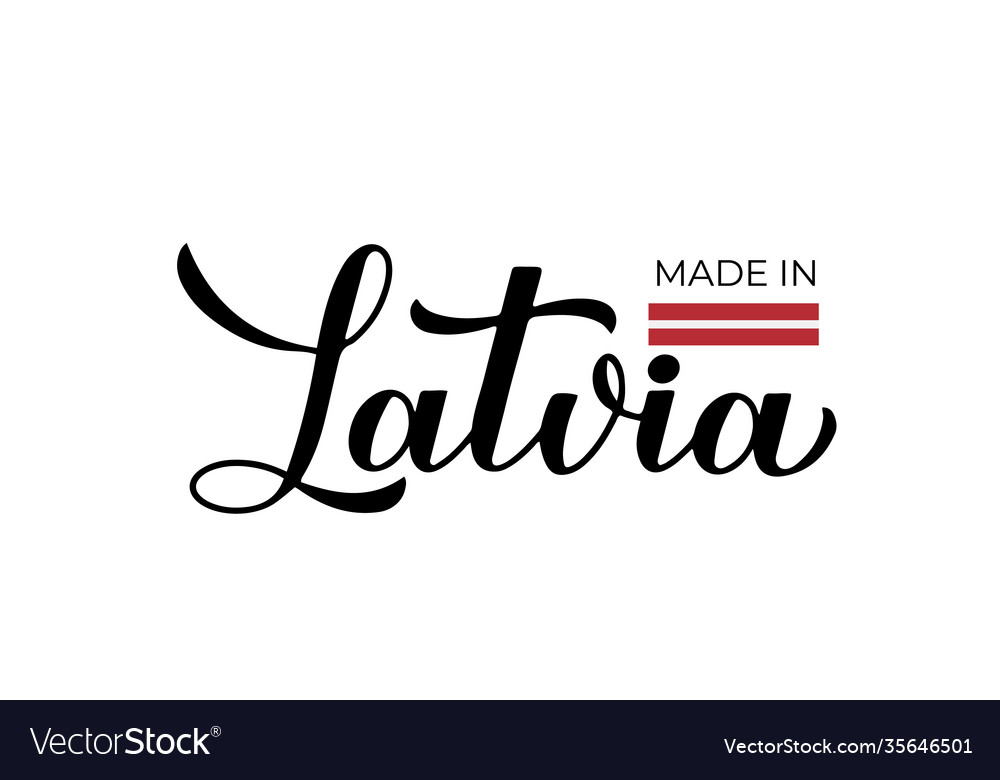 Made in latvia handwritten label calligraphy hand