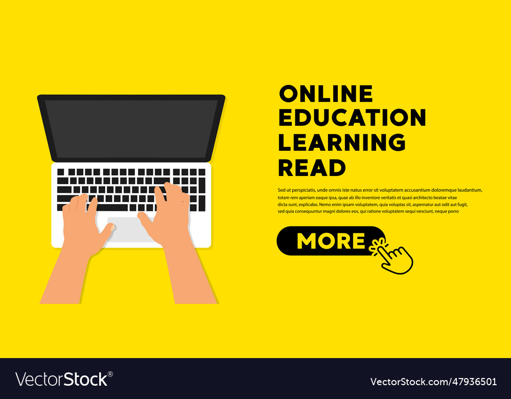 Online education concept banner flat book icon