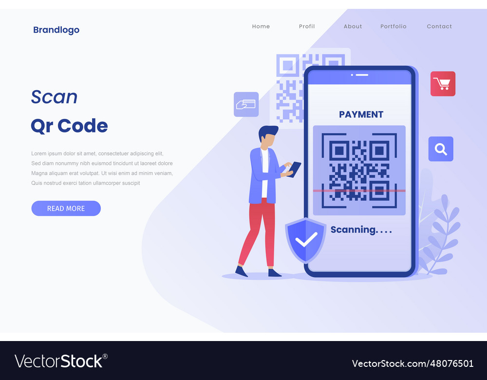 Qr code verification landing page Vector Image Qr code verification landing page