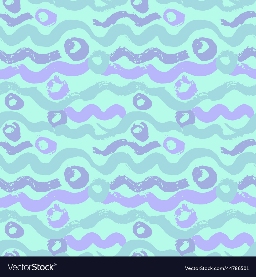 Seamless blue waves hand drawn sea style pattern