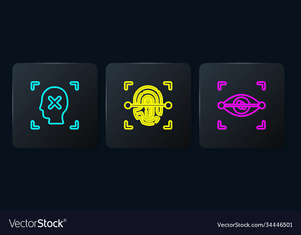 Set line rejection face recognition eye scan vector image Set line rejection face recognition eye scan