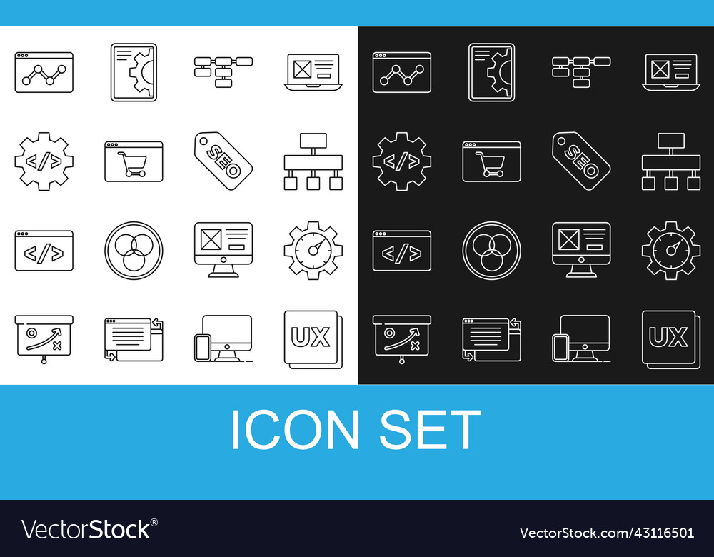 Set line ui or ux design website statistic site vector image Set line ui or ux design website statistic site