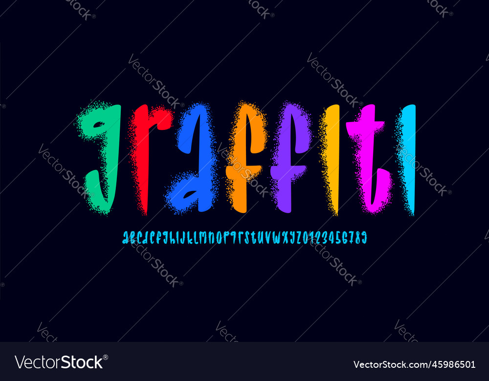 Spray graffiti font alphabet in the street art vector image Spray graffiti font alphabet in the street art
