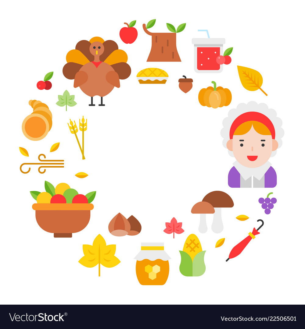 Thanksgiving icon arrange as circle frame shape