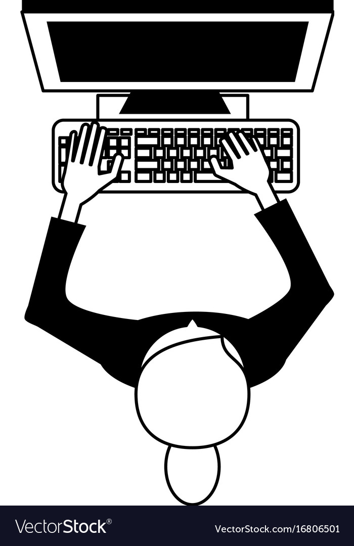 Woman using computer icon image