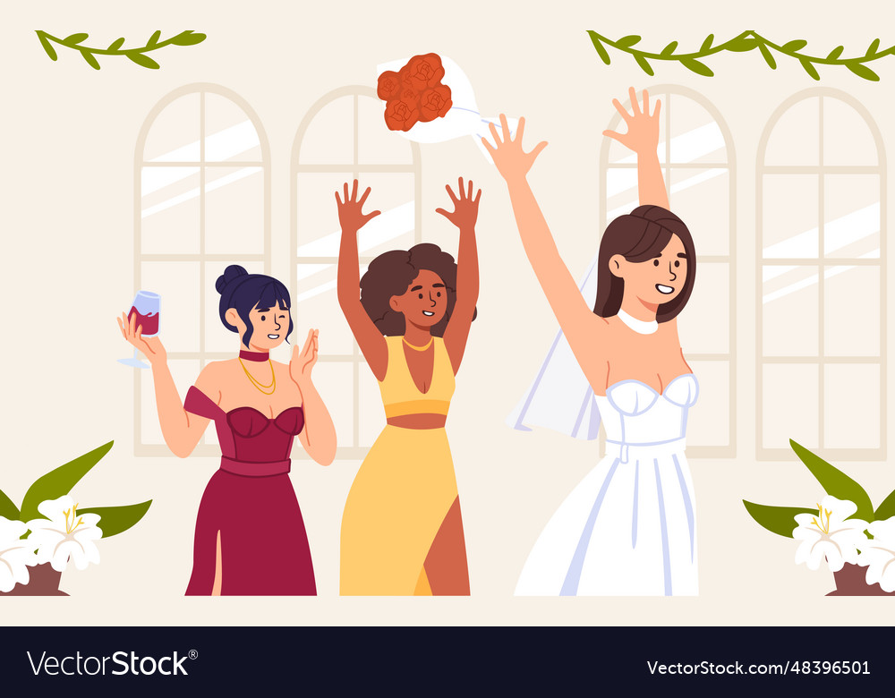 Women at wedding party concept Royalty Free Vector Image