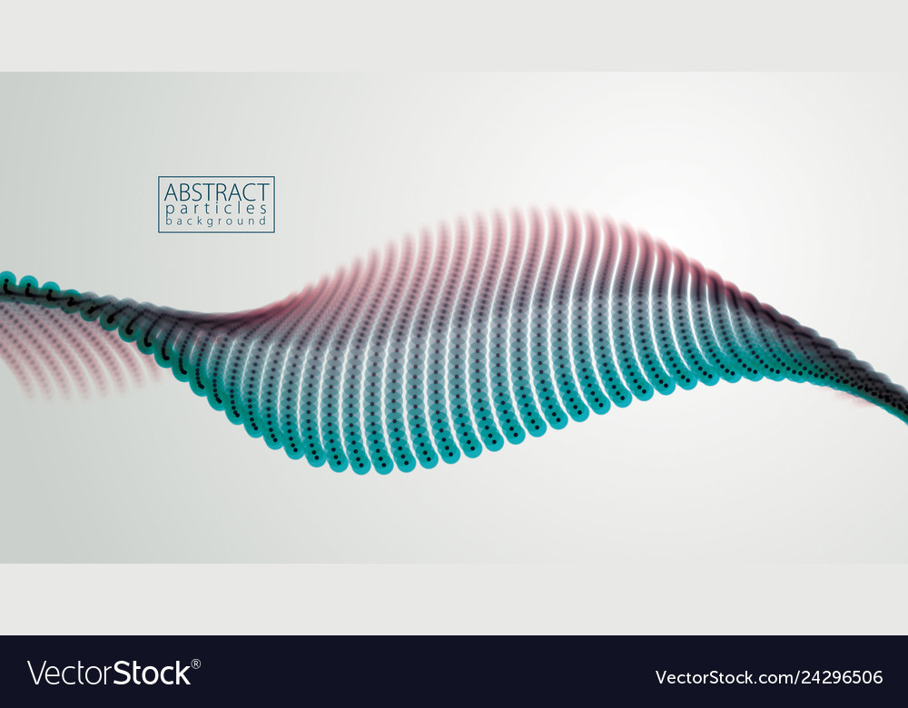 Array of particles flowing dynamic sound wave 3d vector image Array of particles flowing dynamic sound wave 3d