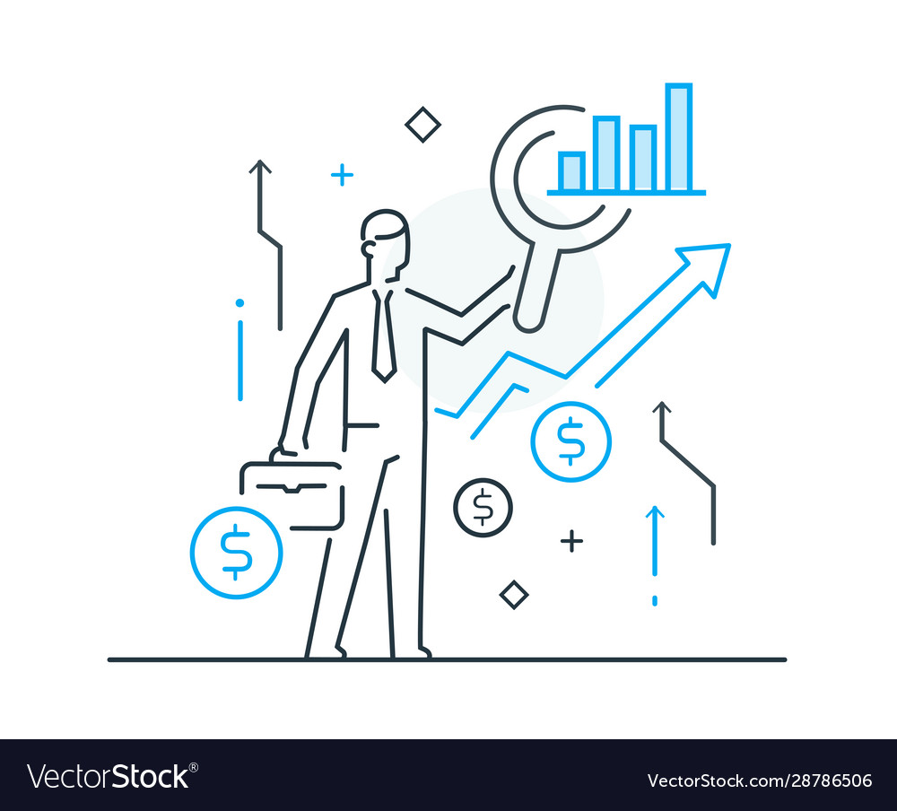 Businessman studiert Markt für Geld vector image Businessman studiert Markt für Geld