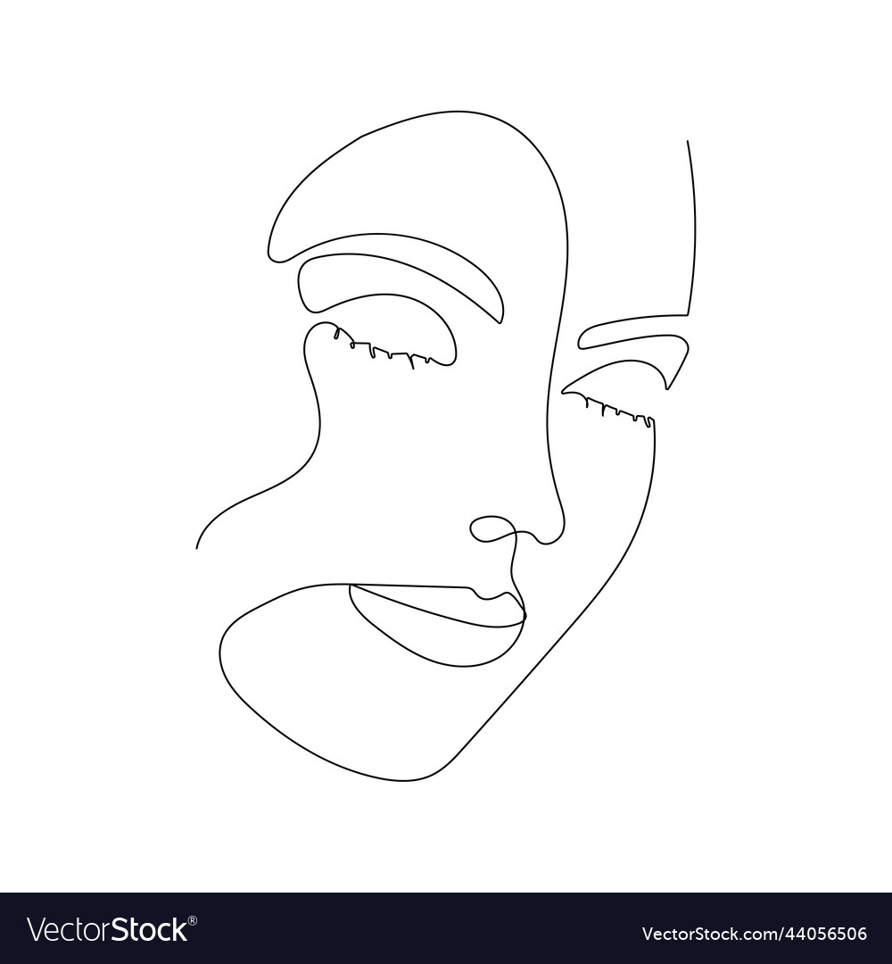 Continuous line drawing of portrait Royalty Free Vector