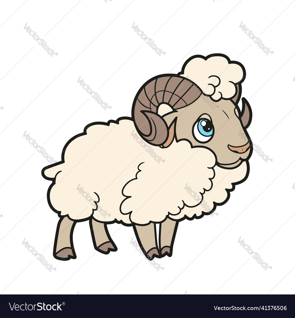 Cute cartoon ram color variation for coloring Vector Image