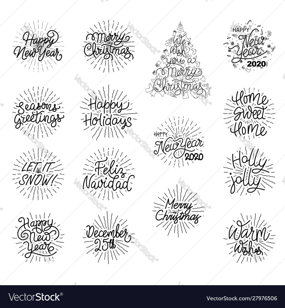 Festive holiday hand lettered text pack