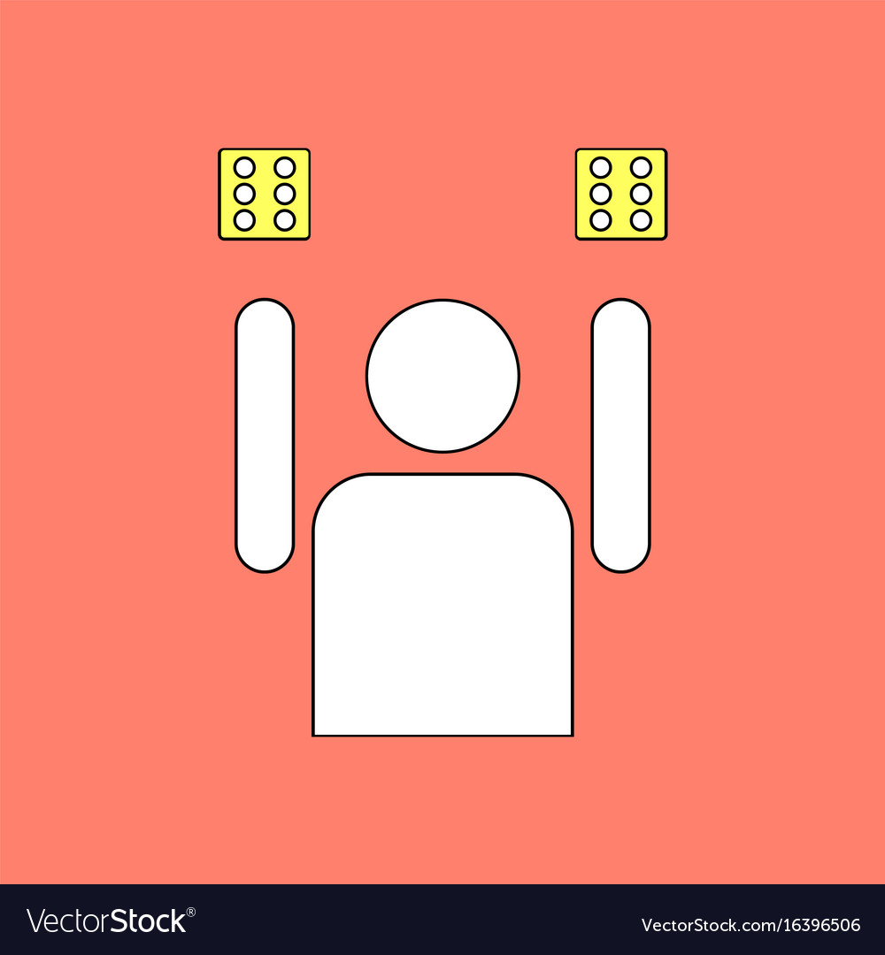 Flat icon design collection dice and man