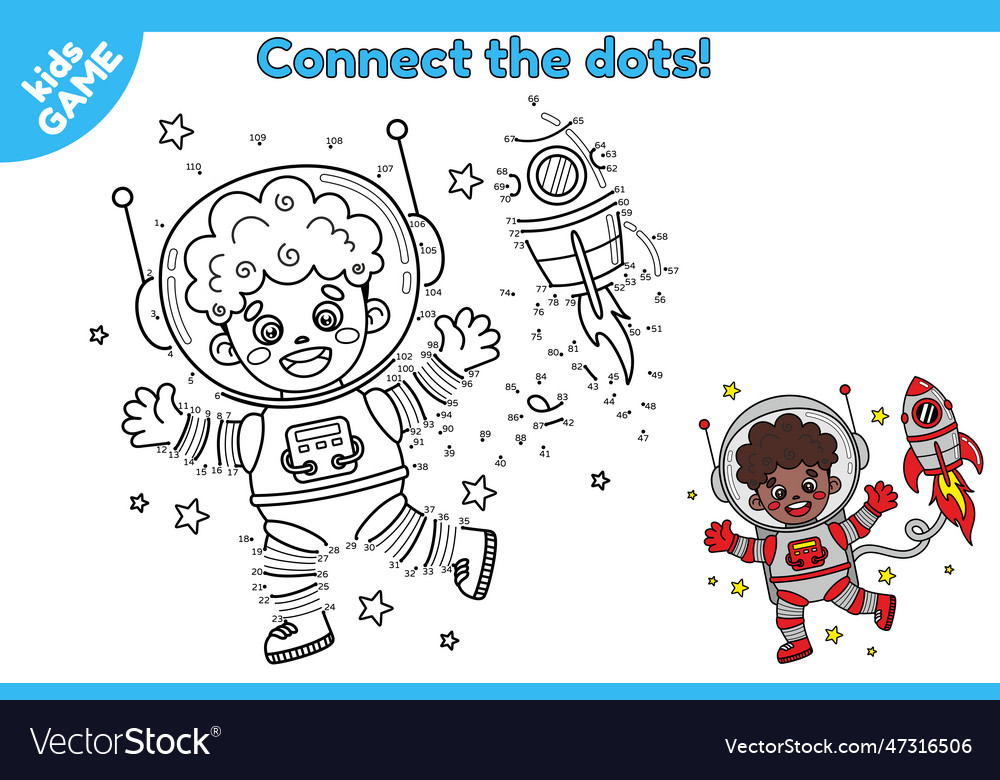 Game dot to draw astronaut african american