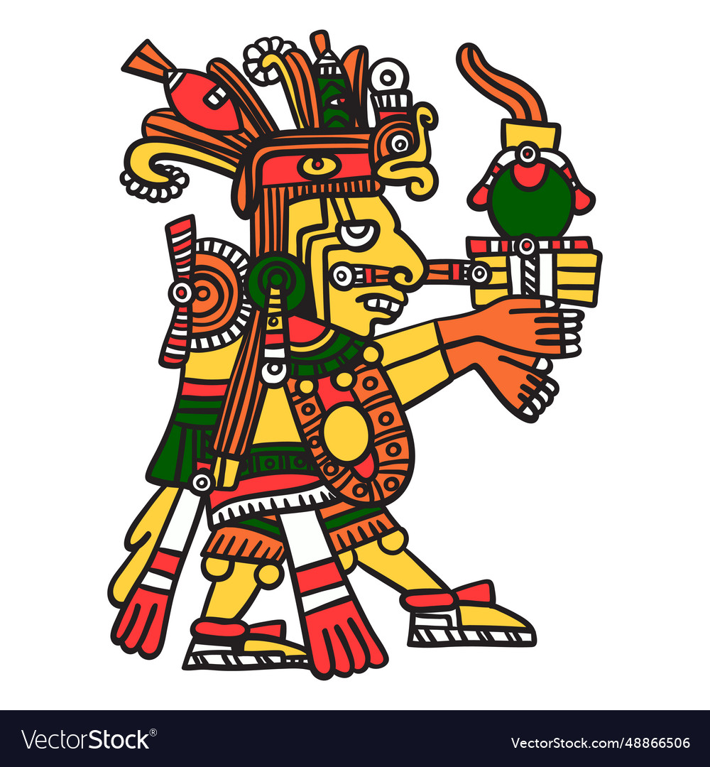 God Aztec Color Centeotl Royalty Free Vector Image