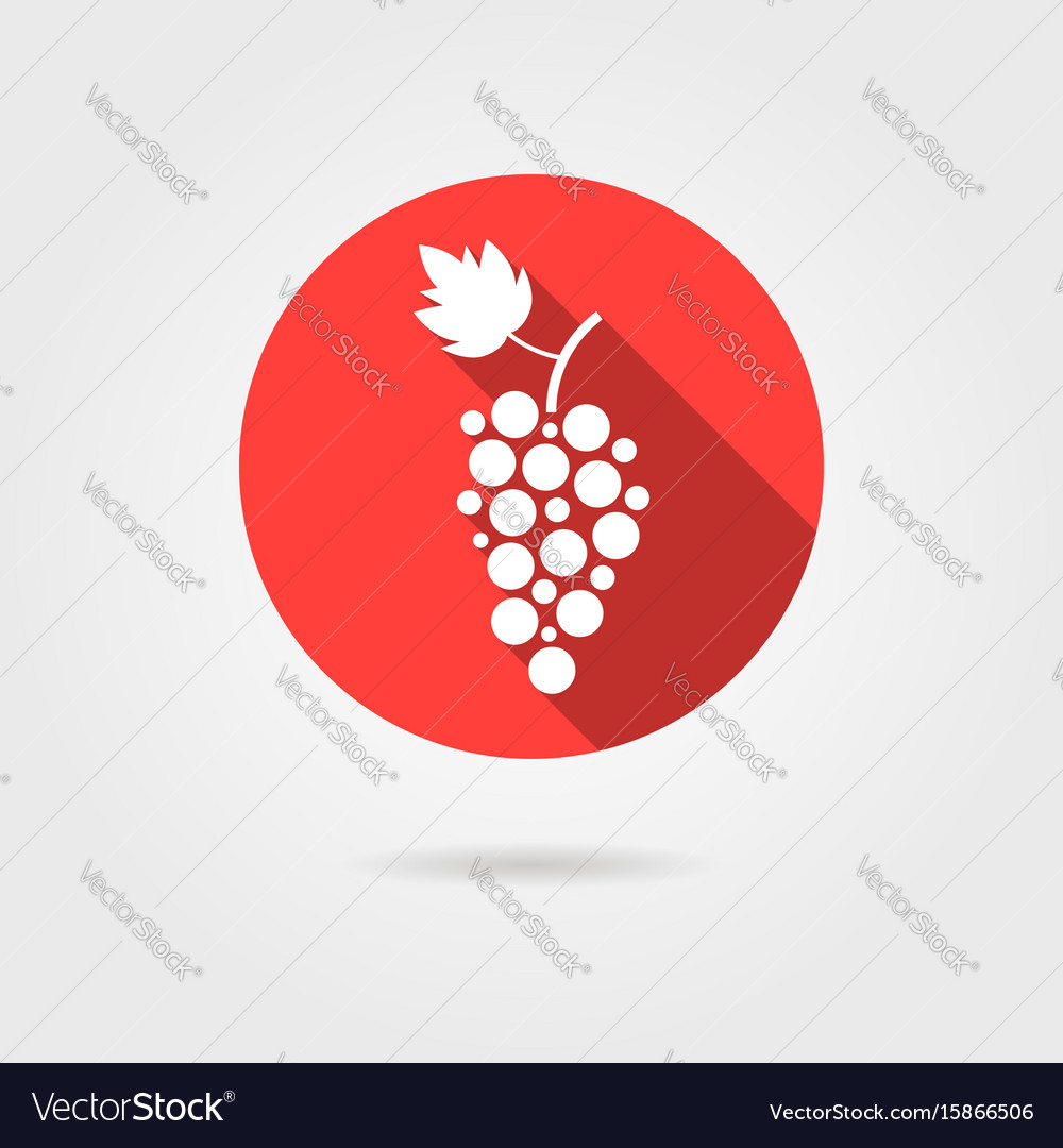 Grape icon in red circle with long shadow