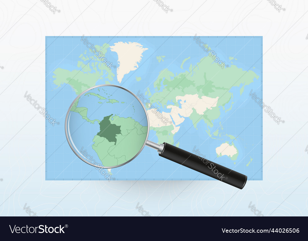 Map Of The World With A Magnifying Glass Aimed Vector Image 6530